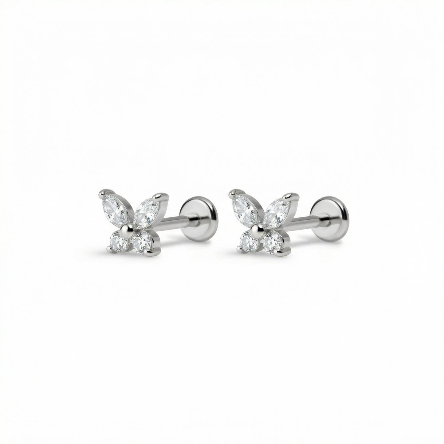 Flutter Air5 flat-back earring in titanium - front view on white background