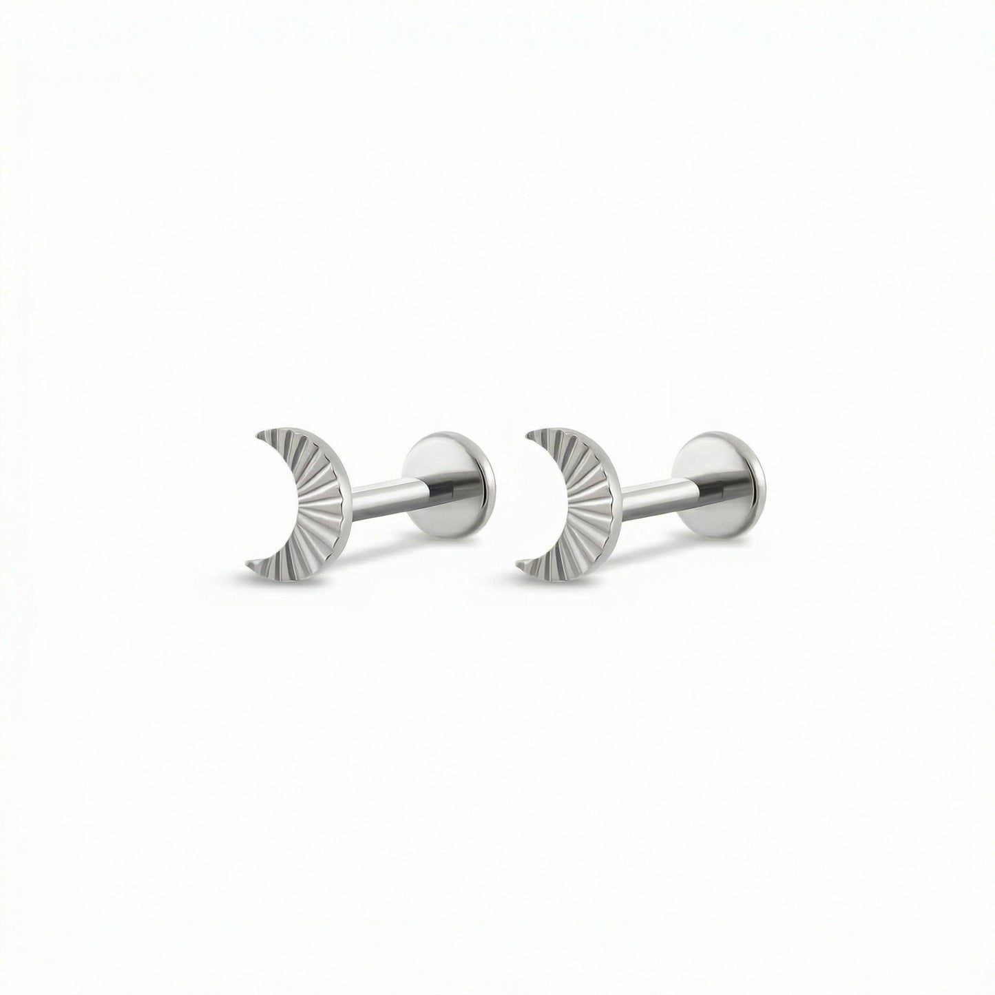 Luna Bare Air5 flat-back earring in Titanium - front view on white background