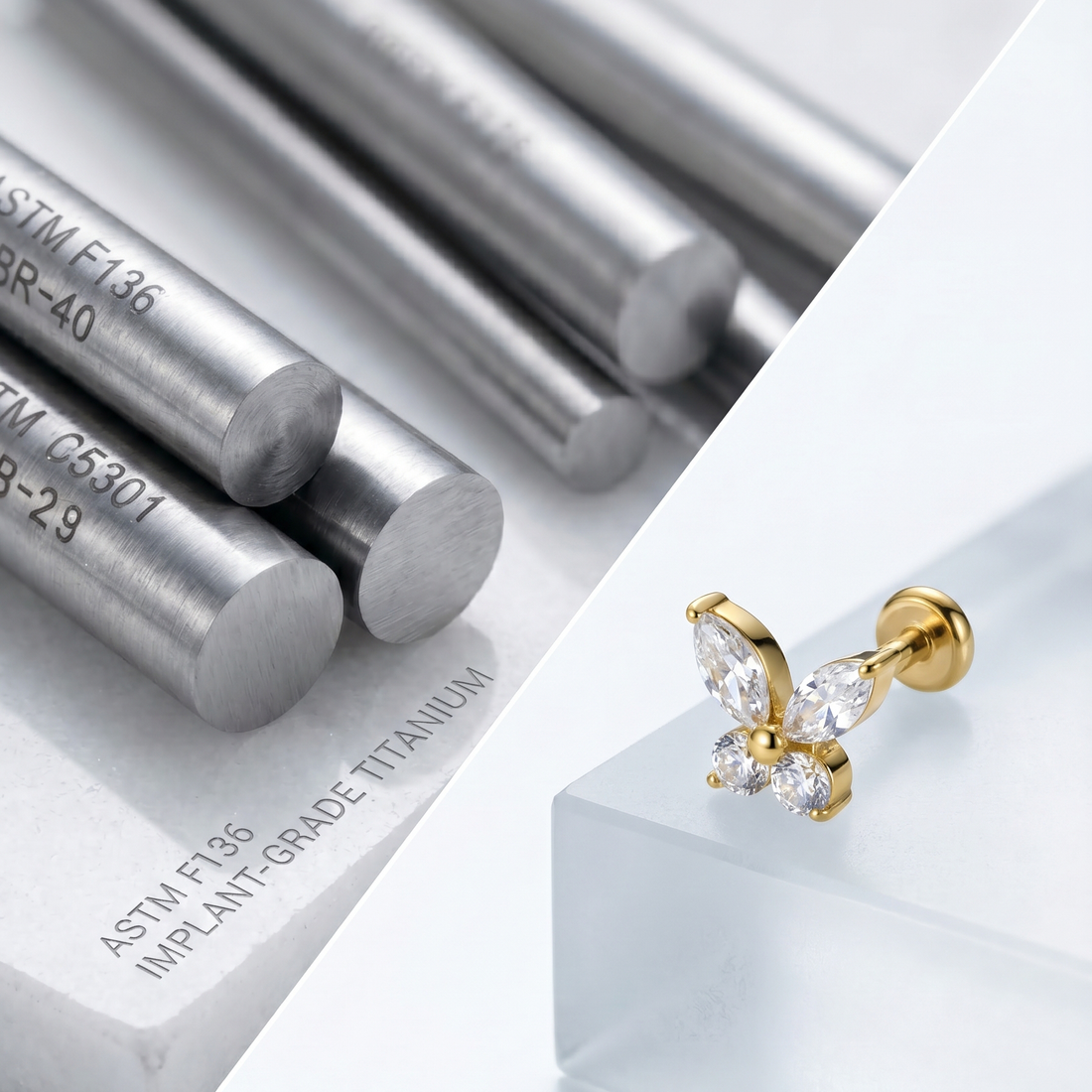 ASTM F136 implant-grade titanium earring material comparison chart