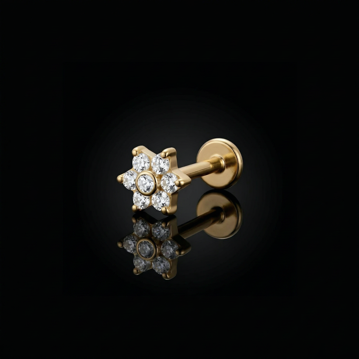 Stellara Air5 flat-back earring in gold - black mirror reflection