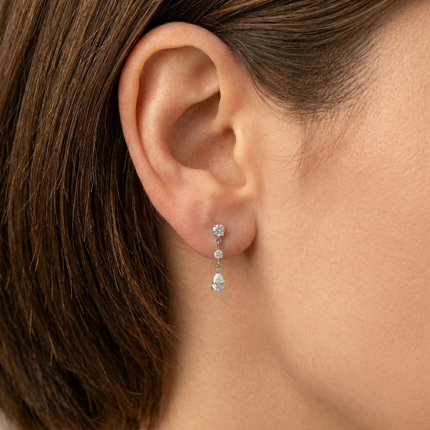 Cascade Bloom flat-back earring in titanium - push-pin decomposition