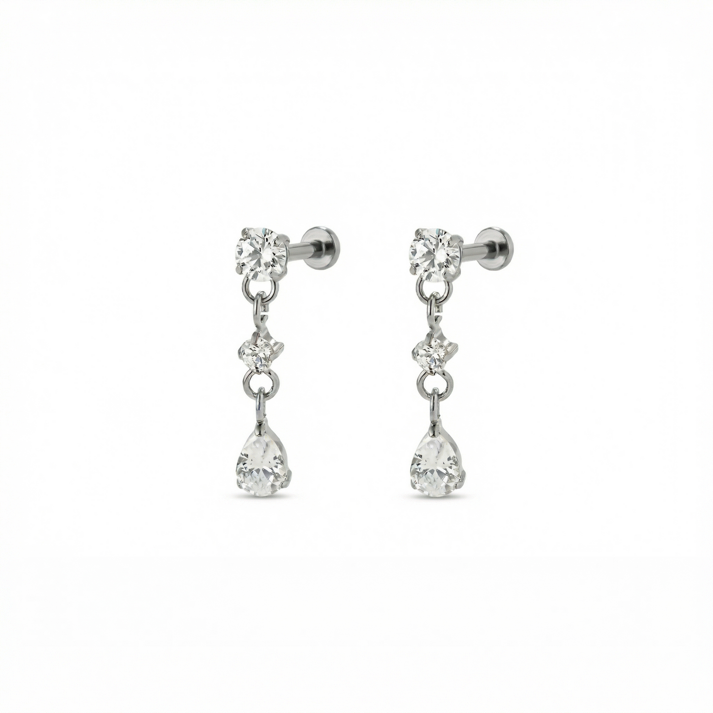 Cascade Bloom flat-back earring in titanium - front view on white background