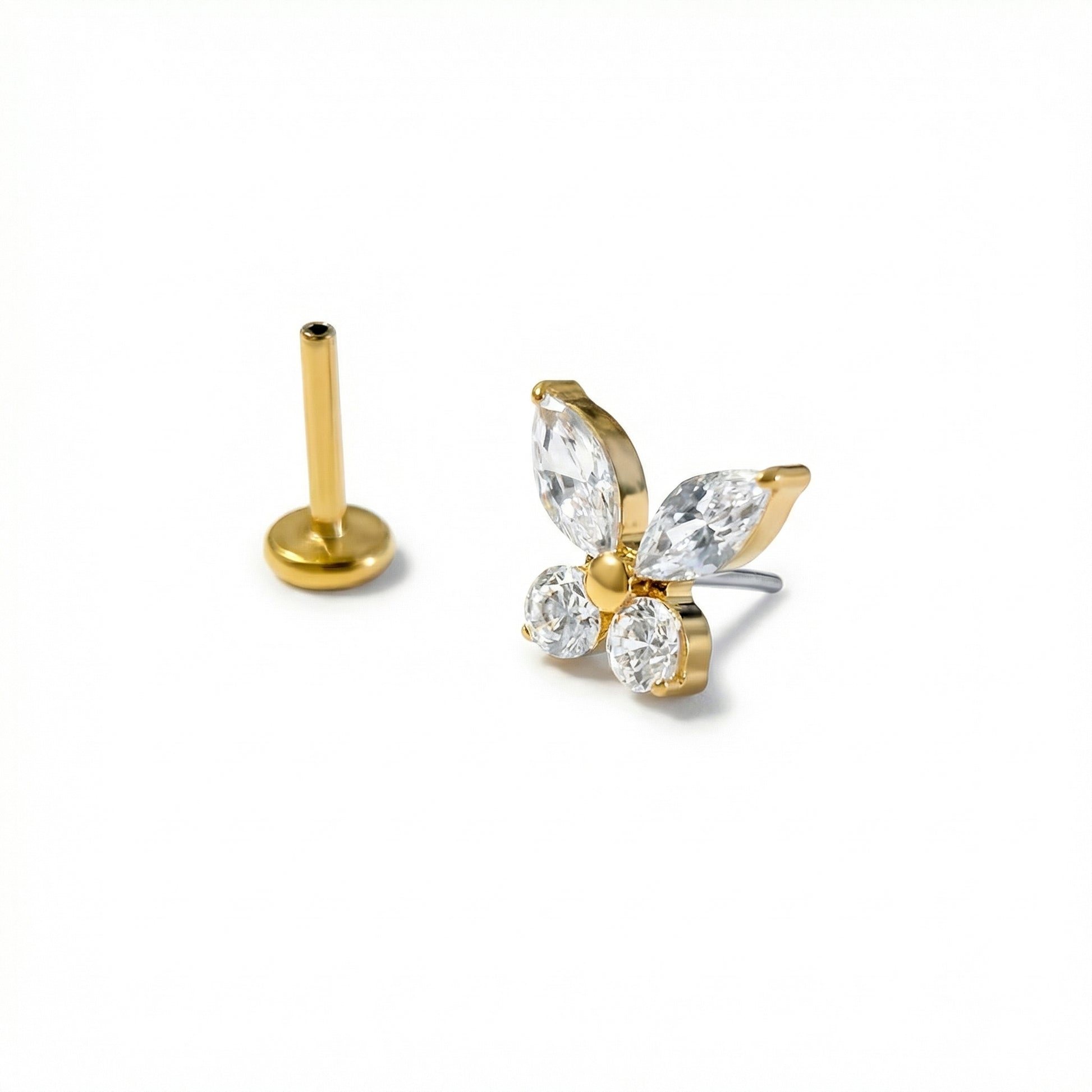 Flutter Air5 flat-back earring in gold - flat-back structure side view