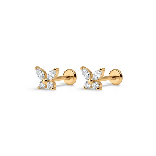 Flutter Air5 flat-back earring in gold - front view on white background