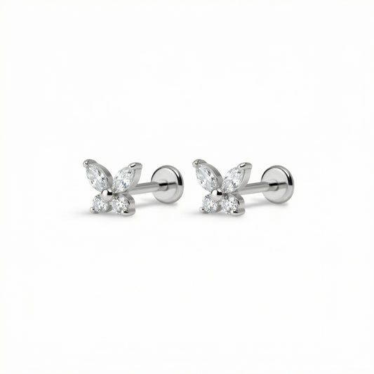 Flutter Air5 flat-back earring in titanium - front view on white background
