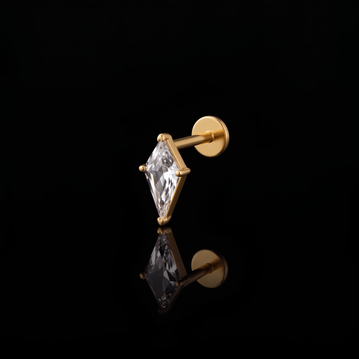 icicle Air5 flat-back earring in gold - black mirror reflection