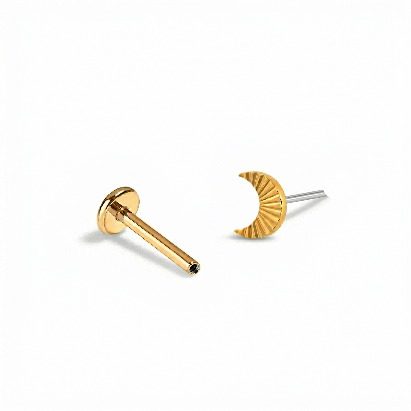 Luna Bare Air5 flat-back earring in gold - push-pin decomposition