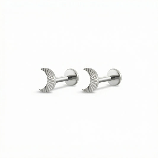 Luna Bare Air5 flat-back earring in Titanium - front view on white background