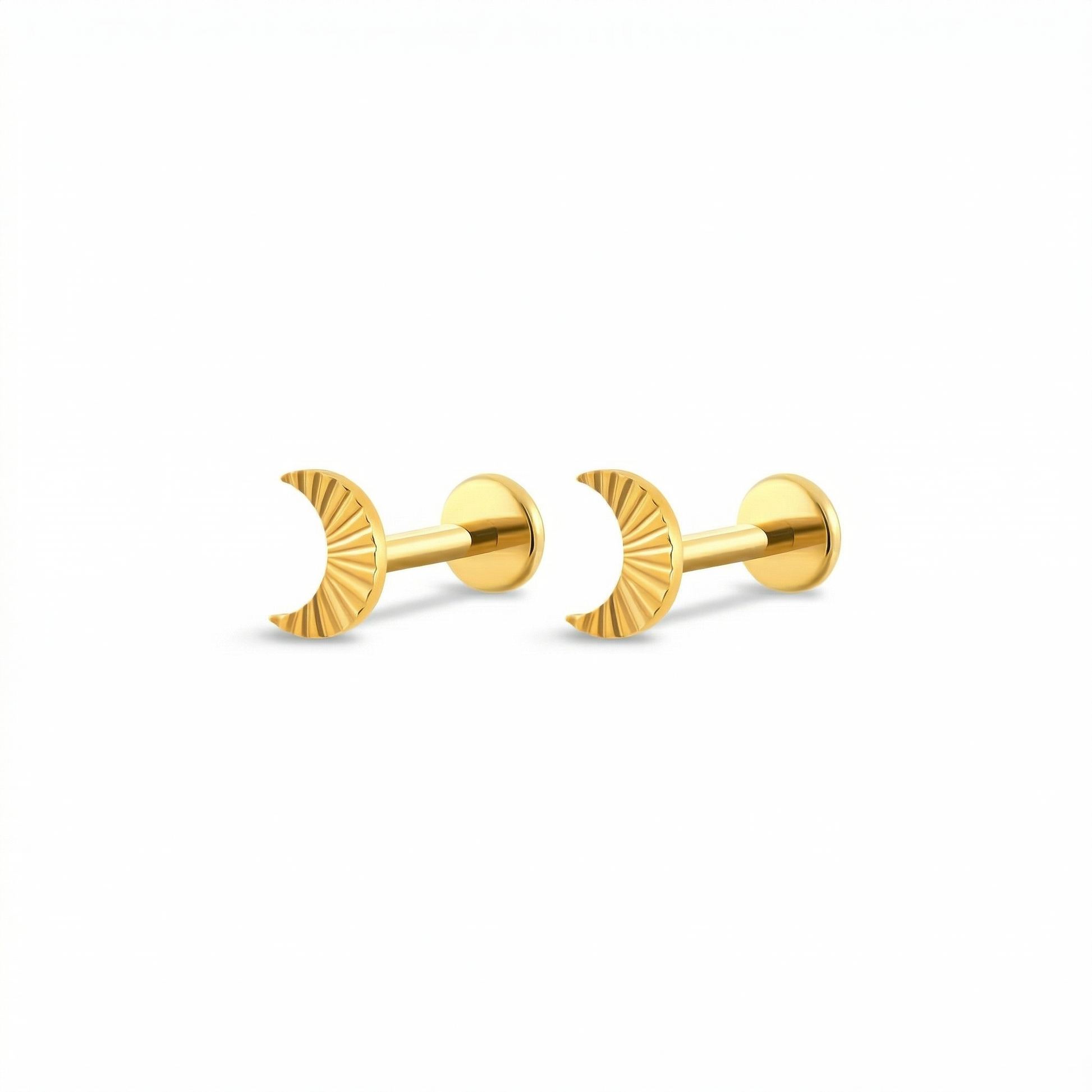 Luna Bare Air5 flat-back earring in gold - front view on white background