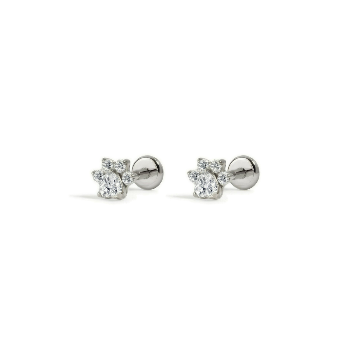 Paw Bloom flat-back earring in titanium - front view on white background