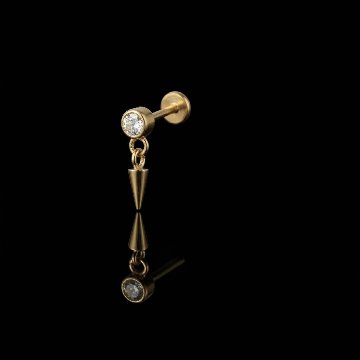 Prism Drop Bloom flat-back earring in gold - black mirror reflection