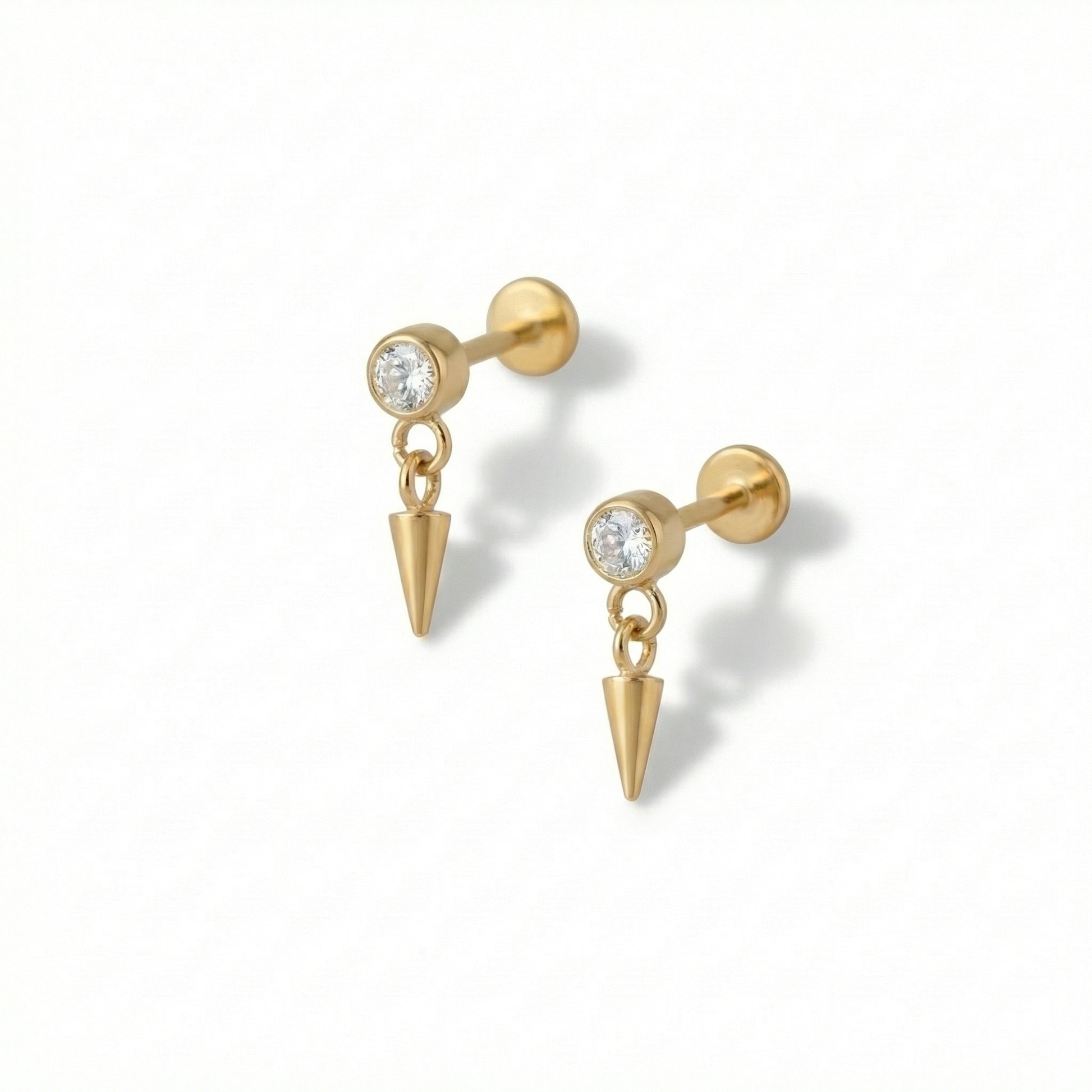 Prism Drop Bloom flat-back earring in gold - front view on white background