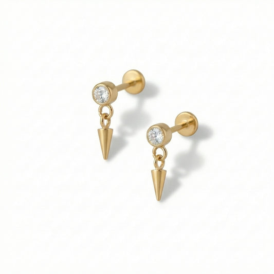 Prism Drop Bloom flat-back earring in gold - front view on white background