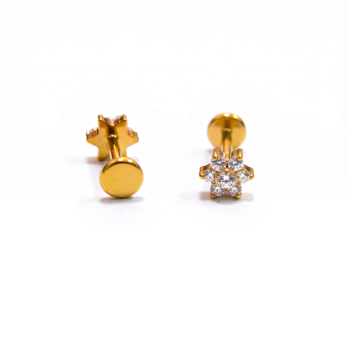Stellara Air5 flat-back earring in gold - flat-back structure side view