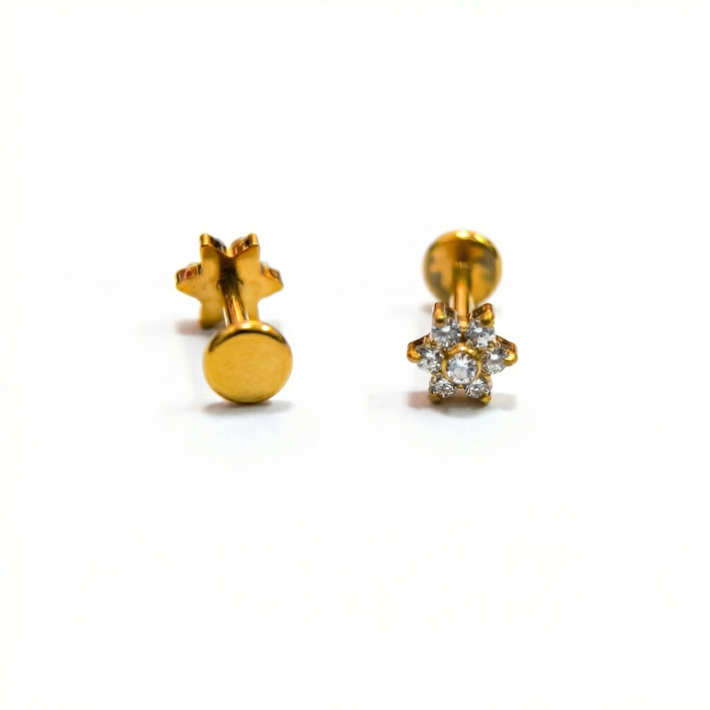 Stellara Air5 flat-back earring in gold - flat-back structure side view