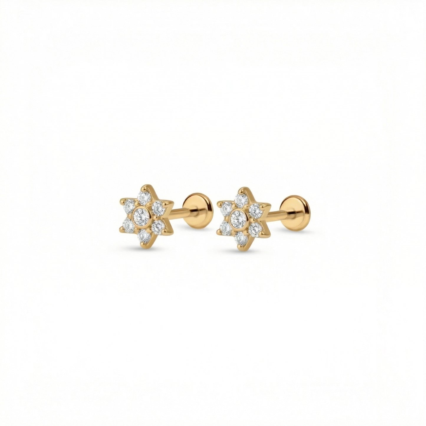 Stellara Air5 flat-back earring in gold - front view on white background