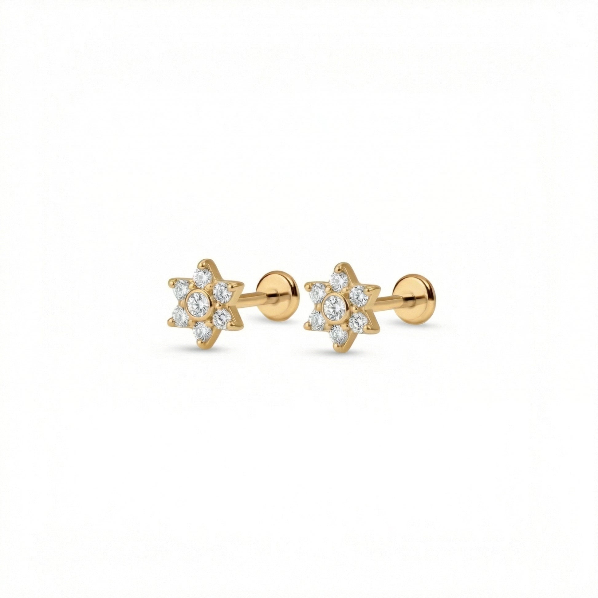 Stellara Air5 flat-back earring in gold - front view on white background