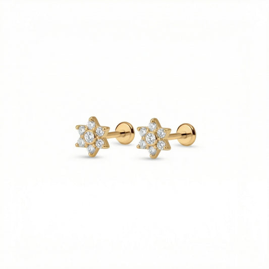 Stellara Air5 flat-back earring in gold - front view on white background