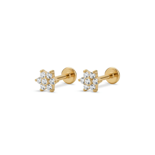 Stellara Air5 flat-back earring in gold - front view on white background
