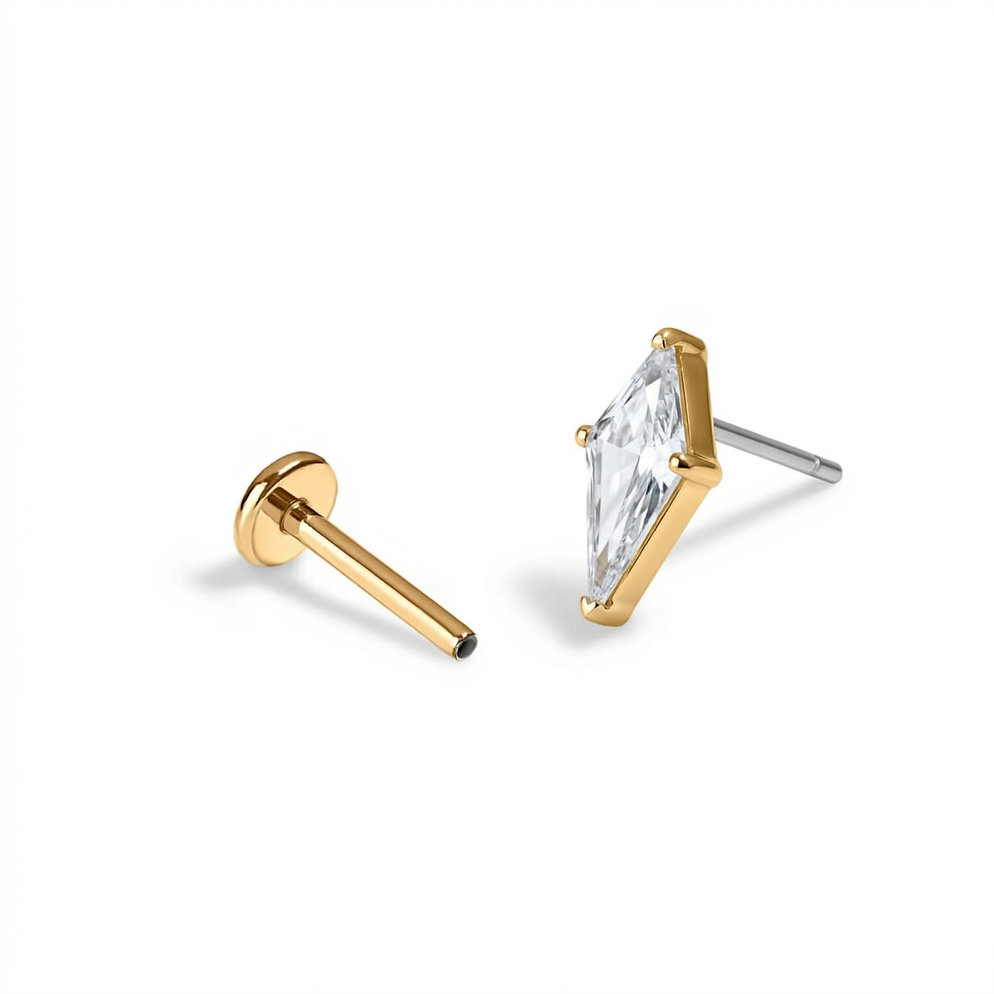 Zephyr Air5 flat-back earring in gold - push-pin decomposition