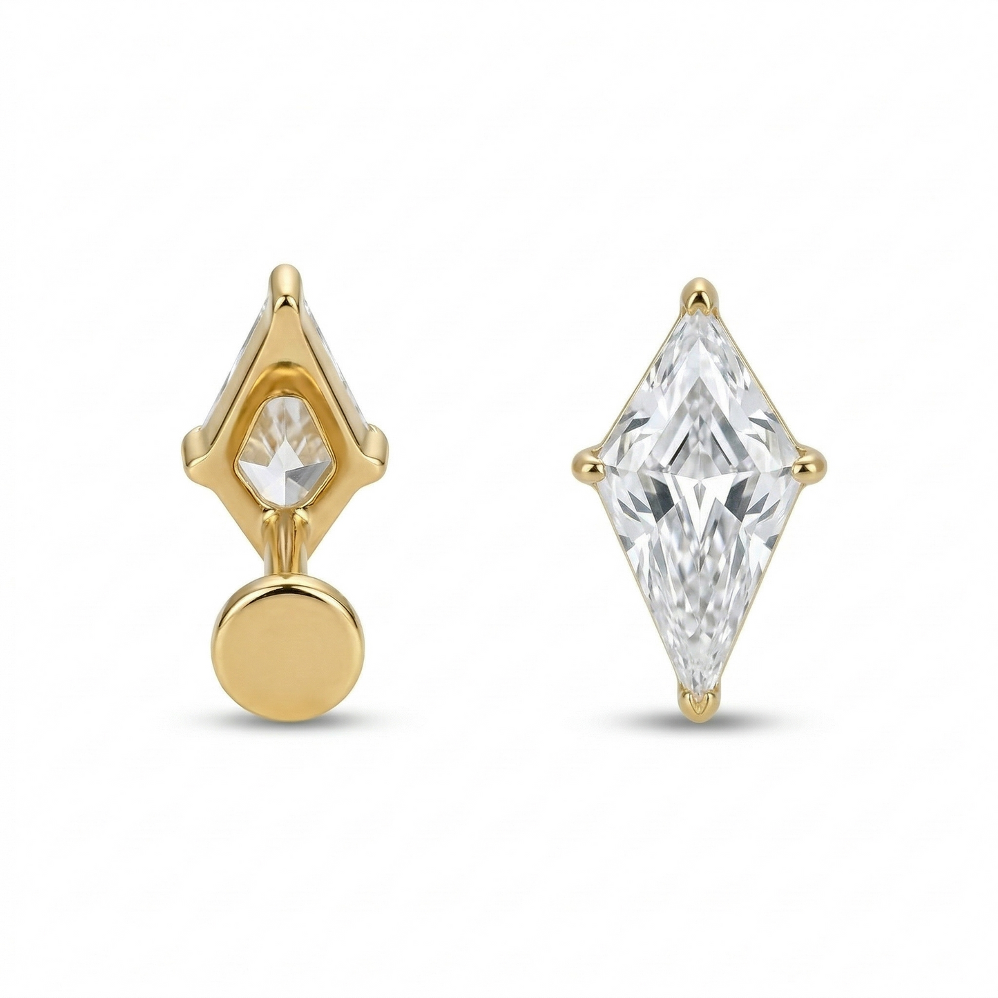 Zephyr Air5 flat-back earring in gold - flat-back structure side view