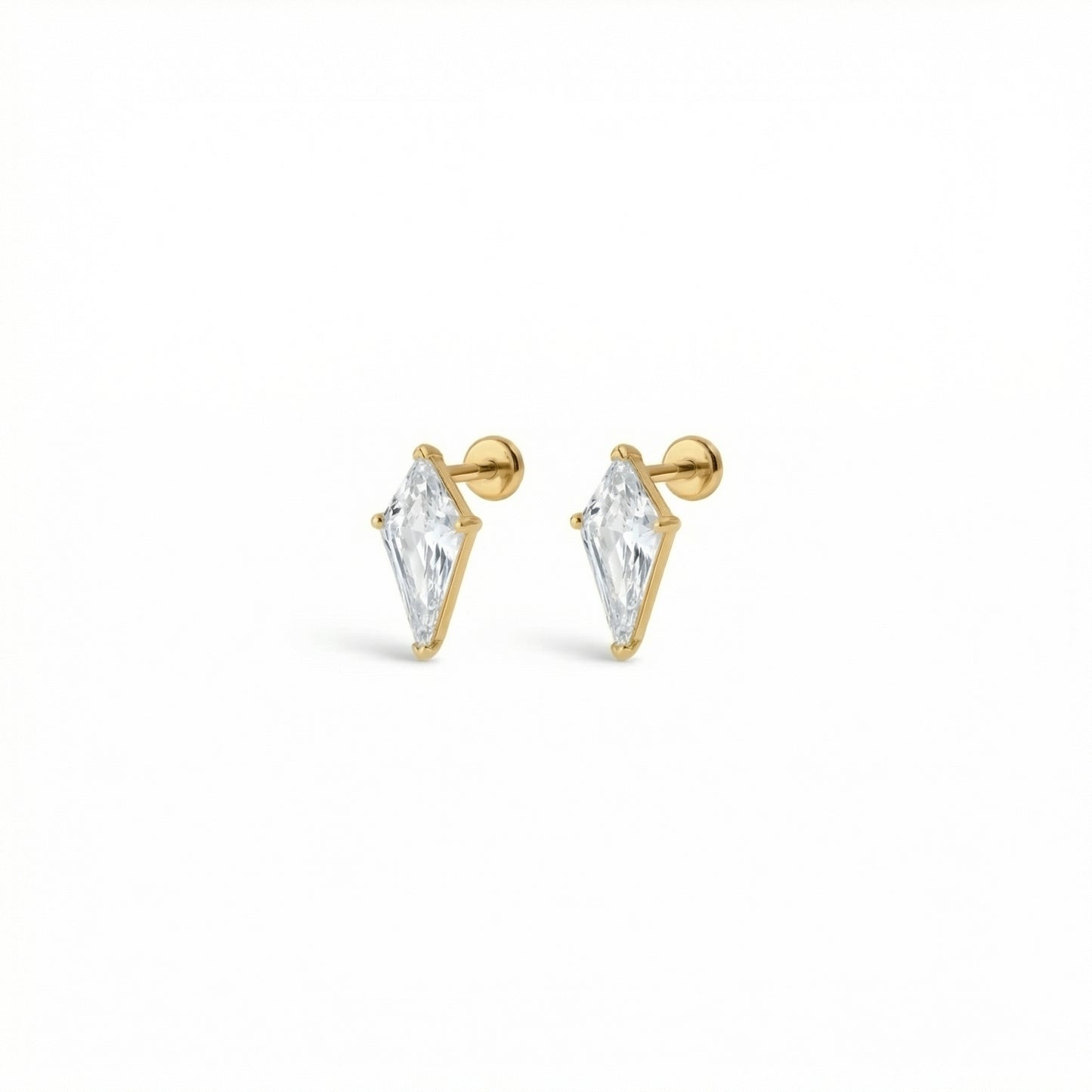 Zephyr Air5 flat-back earring in gold - front view on white background